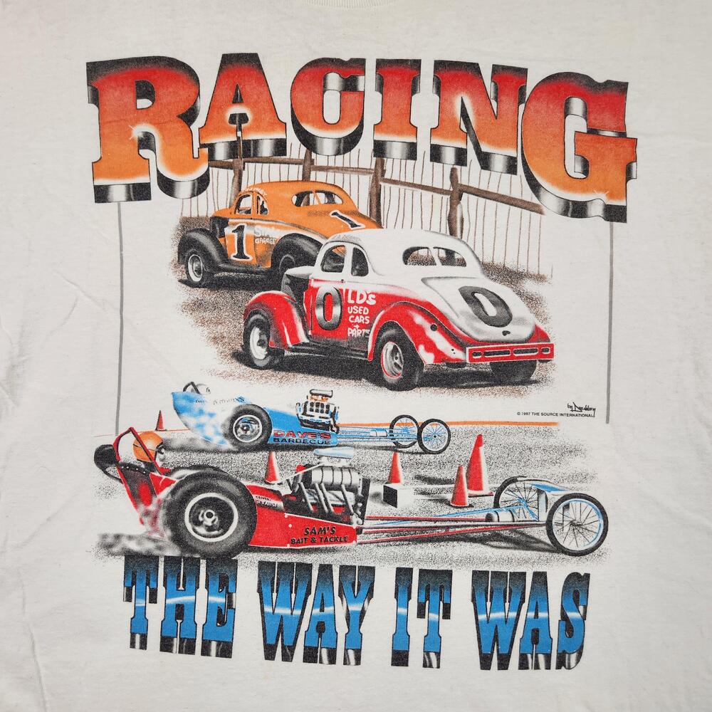Vintage Racing Shirt Mens XL White MBNA Drag Racing 90s Graphic Classic Track